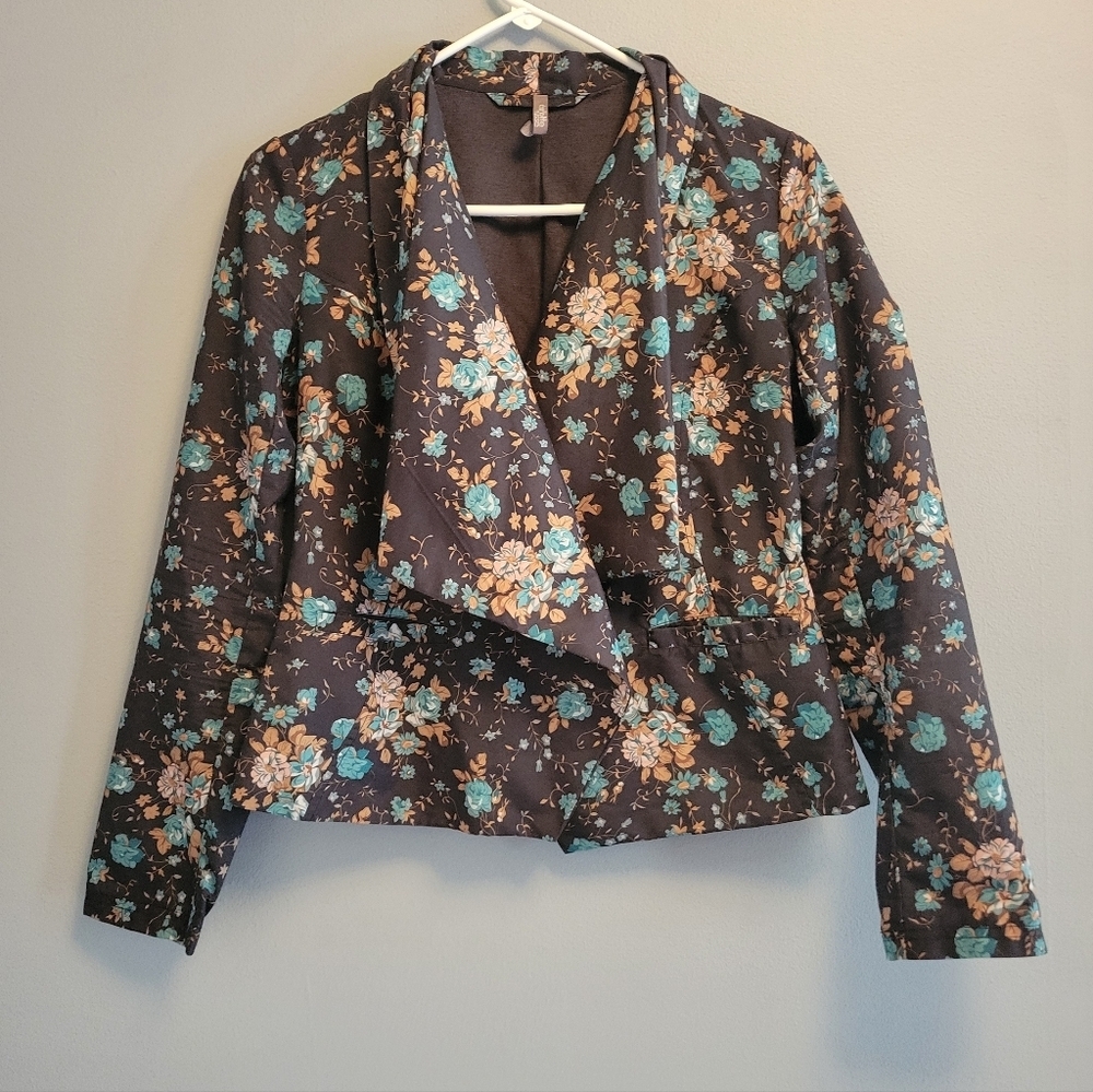Vintage Y2K Charlotte Russe Womens Floral Blazer Jacket Medium Spring Casual - Picture 2 of 5